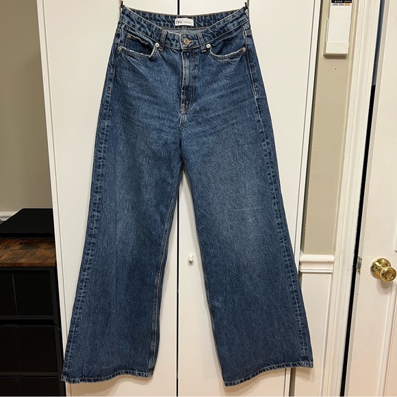 ZARA wide leg flare jeans high waisted - Picture 2 of 9